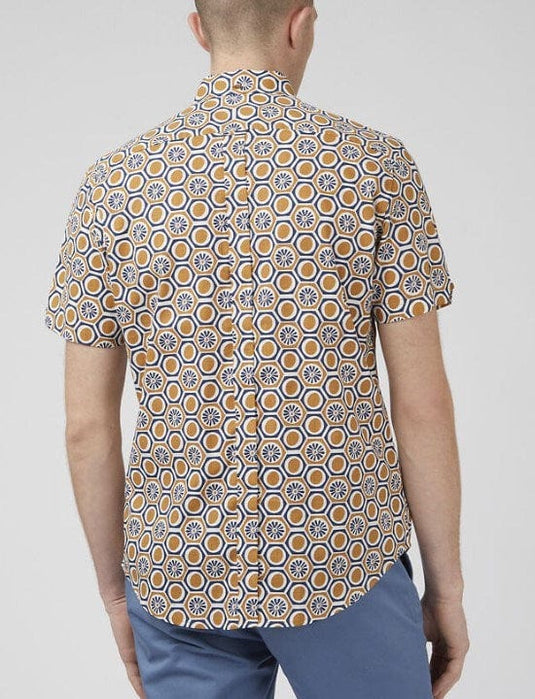 Ben Sherman Mens Block Geo Print Short Sleeve Shirt