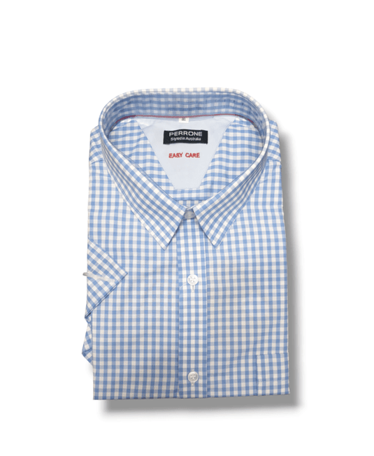 Perrone Mens Shirt Easy Care Cotton Peach Short Sleeve