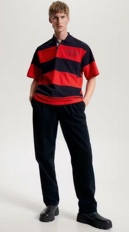 Tommy Hilfiger Mens Prep Stripe Logo Archive Fit Polo