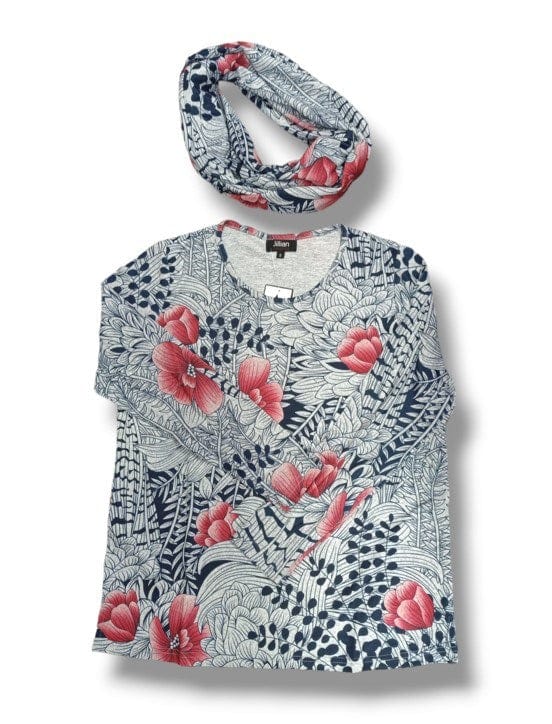 Load image into Gallery viewer, Jillian Womens Poppy Print Top and Infinity
