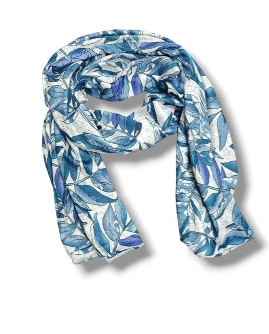 Load image into Gallery viewer, Jillian Women Teal Leaf Print Top And Scarf
