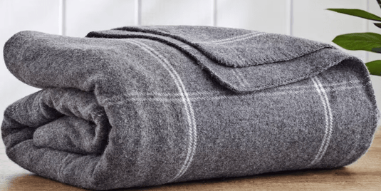 Bambi - Wool Plaid Square Dark Blanket