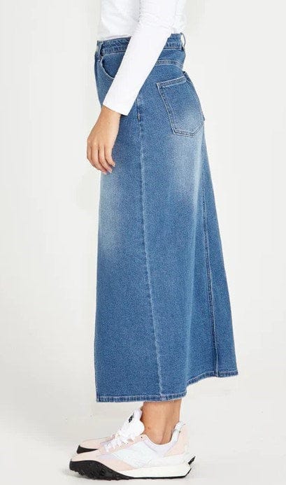 Sass Womens Emerald Denim Maxi Skirt