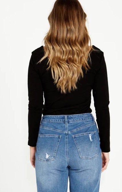 Sass Womens V-Neck Long Sleeve Top