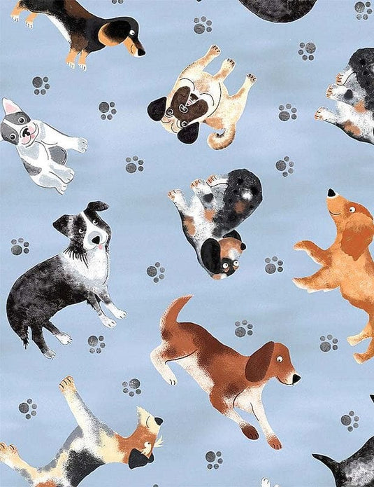 Victorian Textiles Tossed Faded Dogs Fabric - 1m