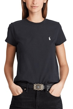 Ralph Lauren Womens Cotton Jersey Crewneck Tee - Black