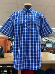 Bisley Mens Poly Cotton Navy Check Shirt
