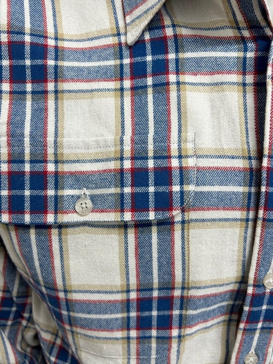 Bisley Mens Open Front Flannel Beige Large Check Shirt