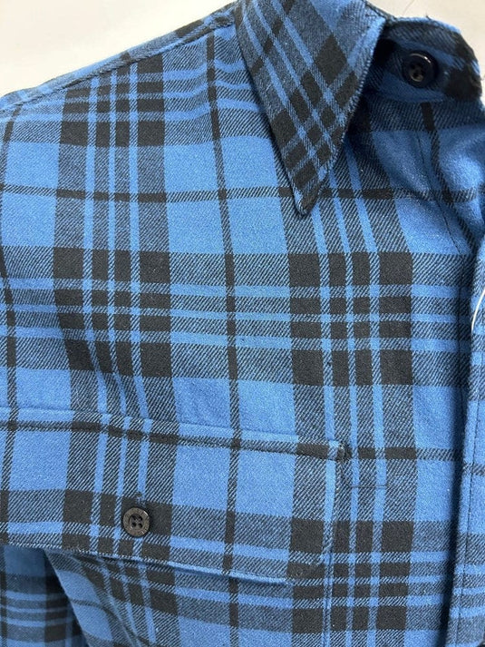 Bisley Mens Winterweight Open Front Large Royal Check Shirt