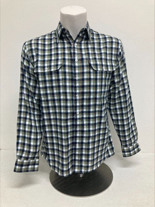 Bisley Mens Winterweight Brushed Medium Check Olive Shirt