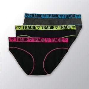 Tradie Women's Bikini Brief 3 Pack - Black/Grey