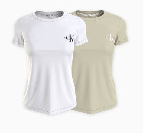 Calvin Klein Womens 2pk Monogram Slim Tees