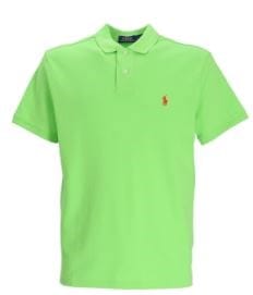 Ralph Lauren Men Custom Slim Fit Mesh Polo Shirt - Kiwi Lime/Bright Red