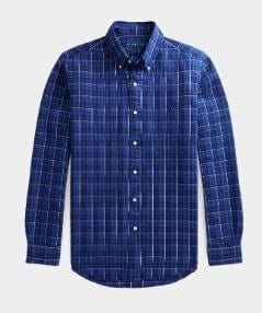 Ralph Lauren Mens Custom Fit Oxford Shirt - Plaid Indigo
