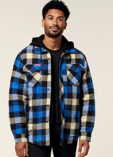 Hard Yakka Mens Quilted Shacket Hoodie