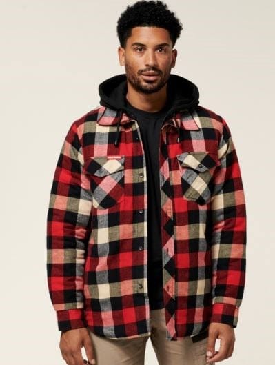 Hard Yakka Mens Quilted Shacket Hoodie