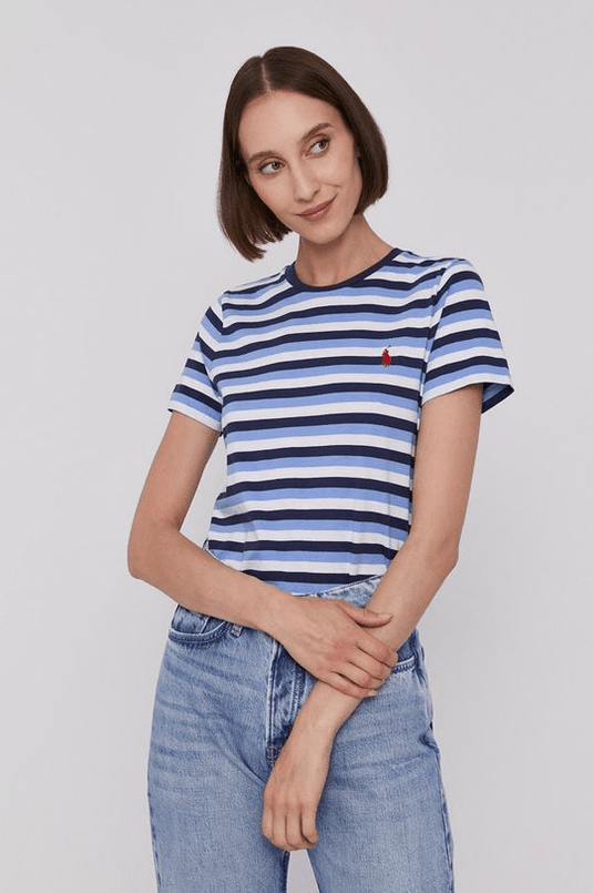 Ralph Lauren Womens Cotton Jersey Crewneck Tee - Stripe