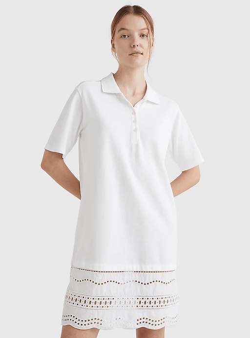 Tommy Hilfiger Womens Broderie Anglaise Polo Dress