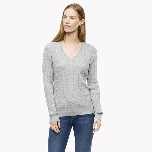 Tommy Hilfiger Womens Cable V-Neck Sweater
