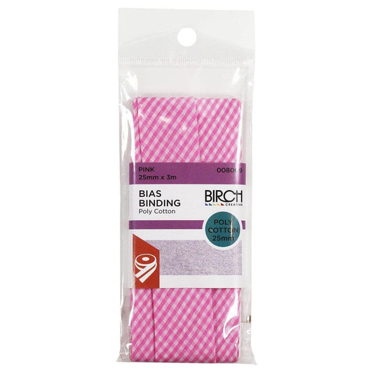 Birch Binding Gingham Print 25mm x 3m