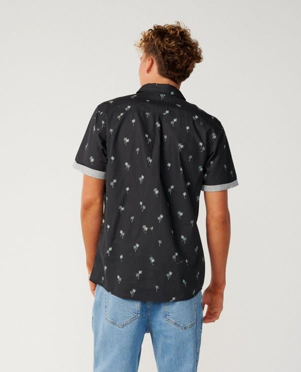 Load image into Gallery viewer, Rip Curl Mens Paradise Palms Short Sleeve Shirt - Washed Black
