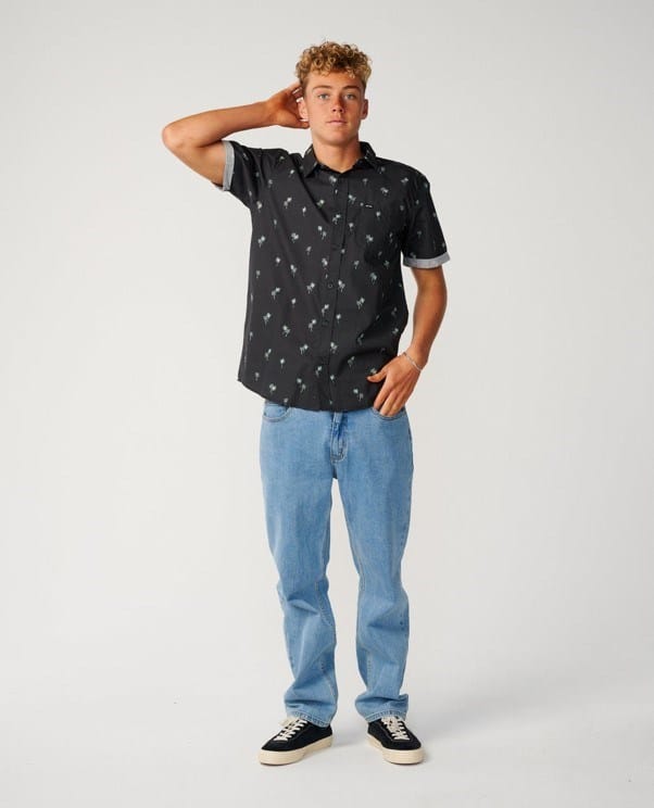 Load image into Gallery viewer, Rip Curl Mens Paradise Palms Short Sleeve Shirt - Washed Black
