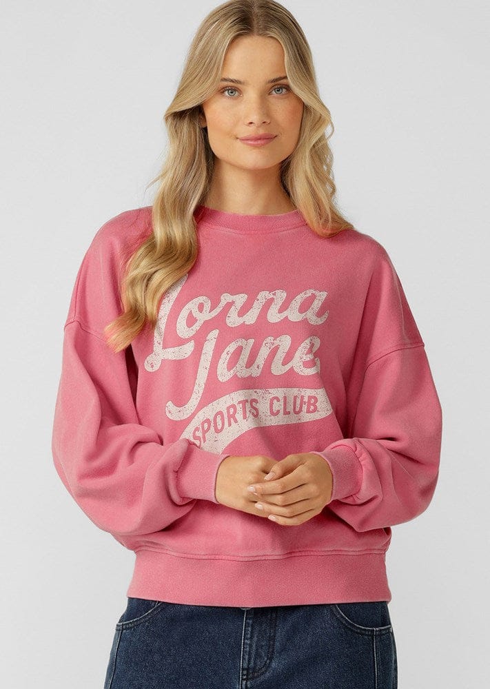 Load image into Gallery viewer, Lorna Jane Womens Sports Club Washed Sweat - Washed Dark Prink Grapefruit
