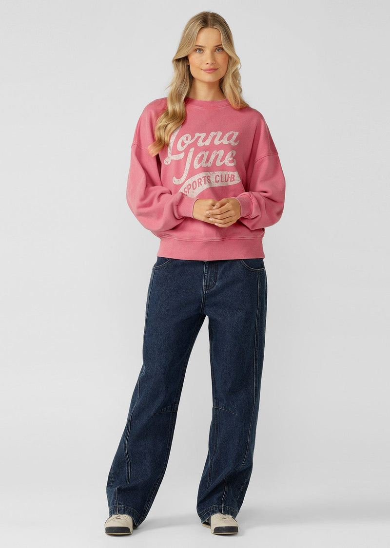 Load image into Gallery viewer, Lorna Jane Womens Sports Club Washed Sweat - Washed Dark Prink Grapefruit
