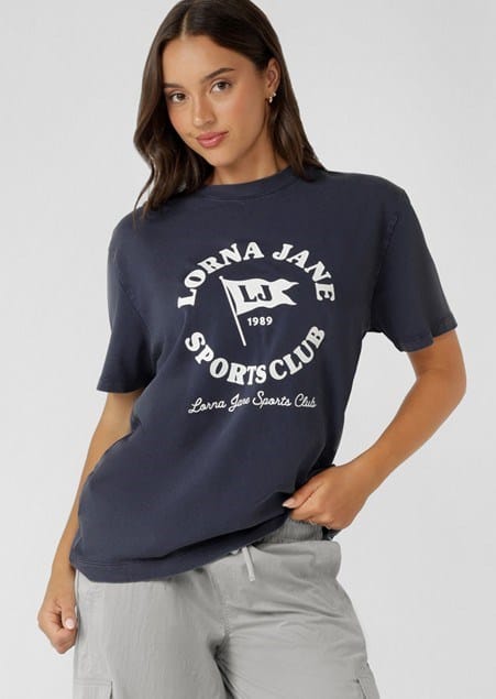 Lorna Jane Womens Victory Washed T-Shirt - Washed Midnight Blue