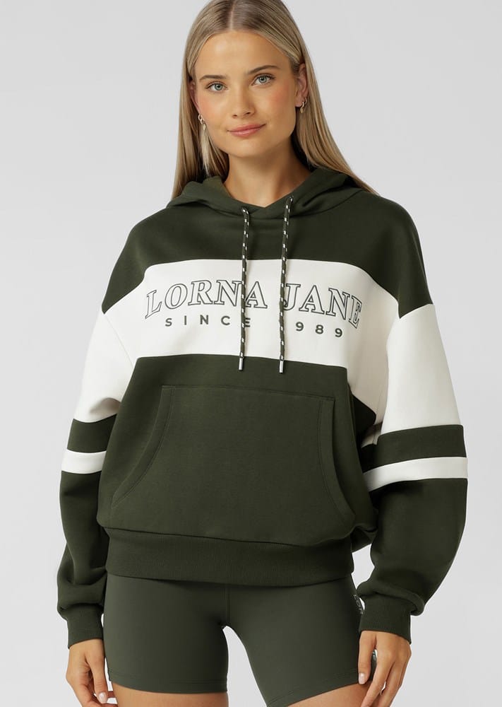 Load image into Gallery viewer, Lorna Jane Womens Clubhouse Panelled Hoodie - Luxury Green
