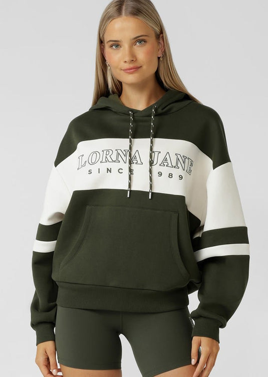 Lorna Jane Womens Clubhouse Panelled Hoodie - Luxury Green