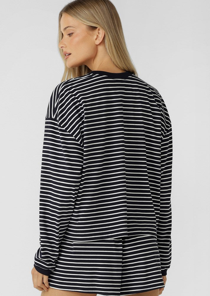 Load image into Gallery viewer, Lorna Jane Womens Summer Stripe Long Sleeve Lounge Top
