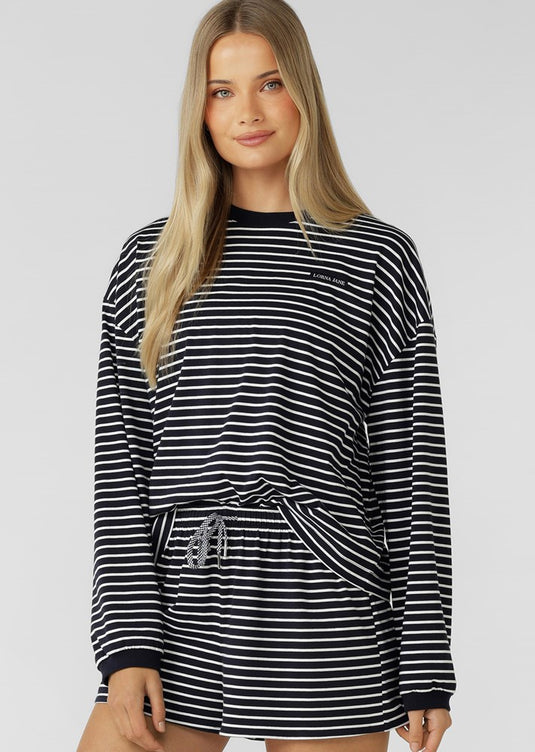 Lorna Jane Womens Summer Stripe Long Sleeve Lounge Top