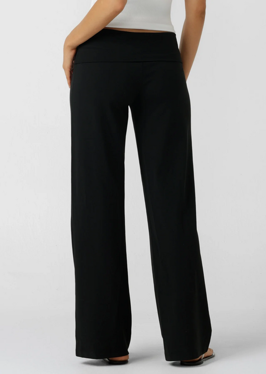 Lorna Jane Womens Liberty Fold Over Waist Wide Leg Active Pants