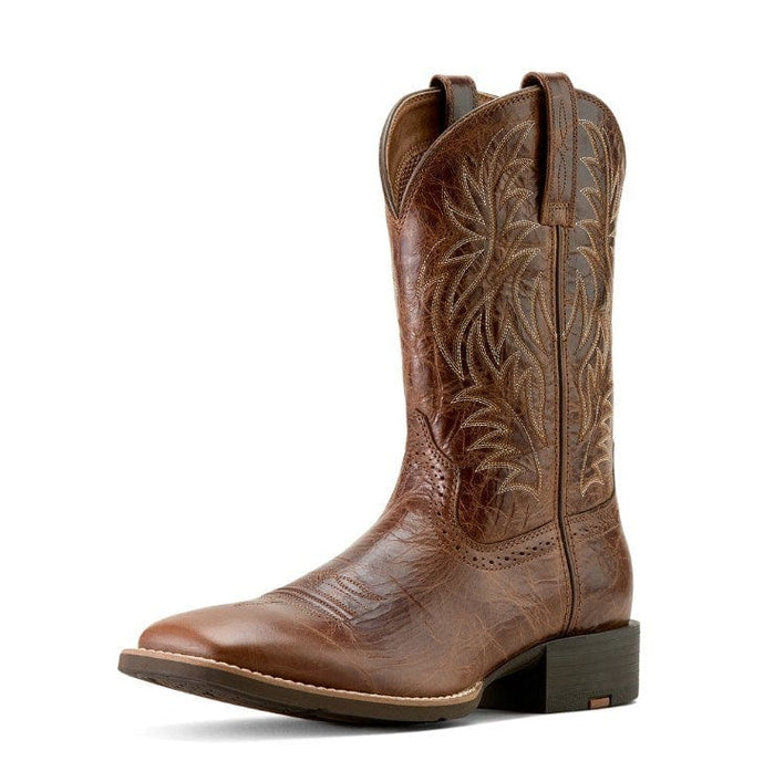 Ariat Mens Sport Western Wide Square Toe Cowboy Boot - Dark Tan