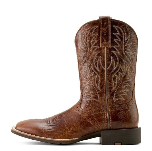 Ariat Mens Sport Western Wide Square Toe Cowboy Boot - Dark Tan