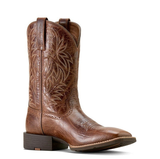 Ariat Mens Sport Western Wide Square Toe Cowboy Boot - Dark Tan
