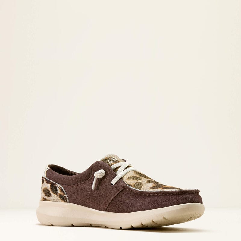 Load image into Gallery viewer, Ariat Womens Hilo Shoe - Chocolate Smoke/Gilded Leopard Hair On
