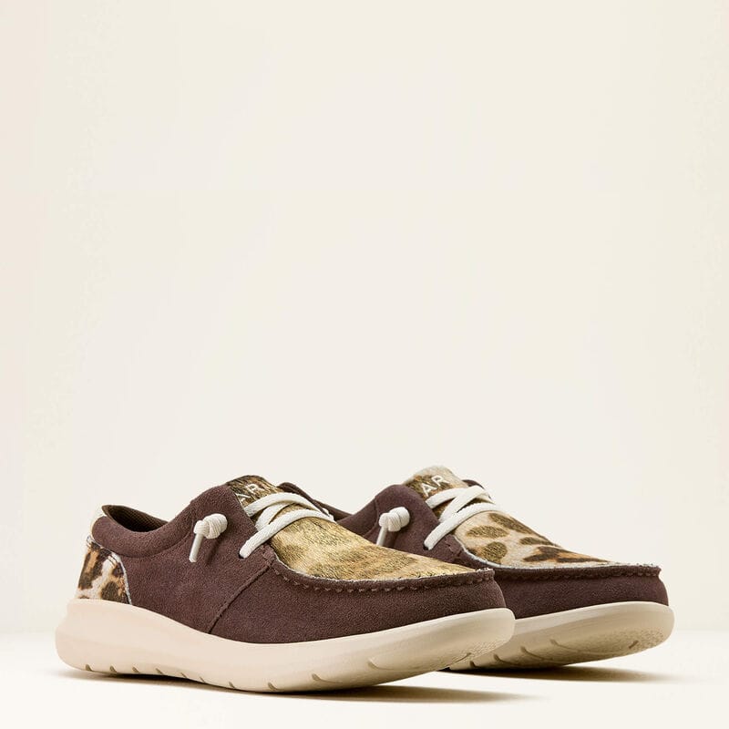 Load image into Gallery viewer, Ariat Womens Hilo Shoe - Chocolate Smoke/Gilded Leopard Hair On
