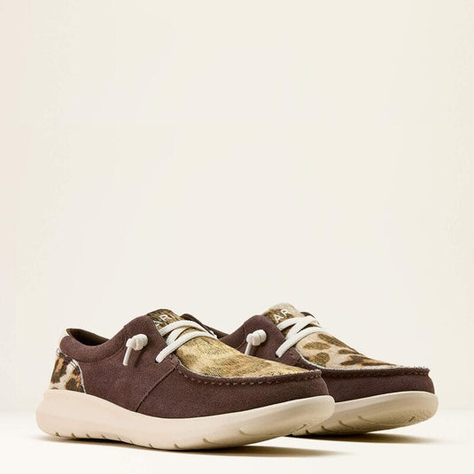 Ariat Womens Hilo Shoe - Chocolate Smoke/Gilded Leopard Hair On