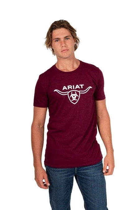 Ariat Mens Shield Horns T-Shirt Maroon