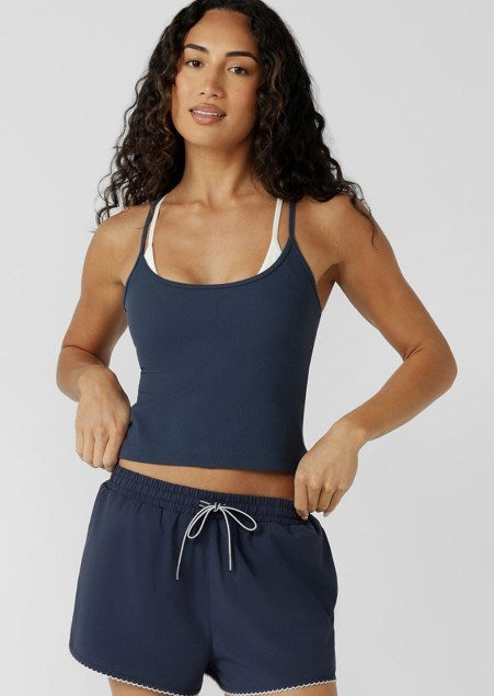 Load image into Gallery viewer, Lorna Jane Womens Layered Look Rib Bra Tank Combo - Platinum Navy

