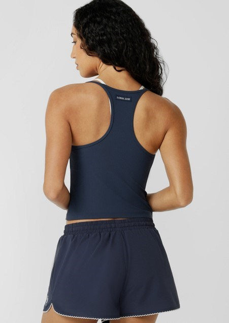 Load image into Gallery viewer, Lorna Jane Womens Layered Look Rib Bra Tank Combo - Platinum Navy
