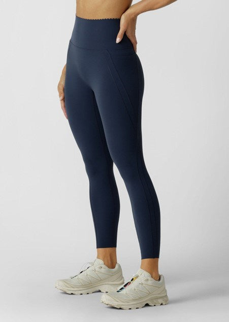 Lorna Jane Womens Sweet Scallop Edge Ankle Biter Leggings - Platinum Navy