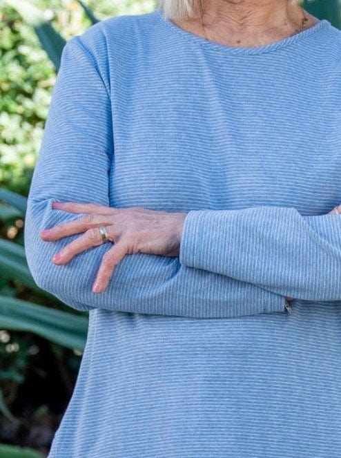 Equinox Womens Stripe Long Sleeve Stretch Cotton Top - Blue