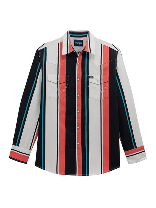 Wrangler Mens Long Sleeve Brushpopper Shirt - Black/Multi