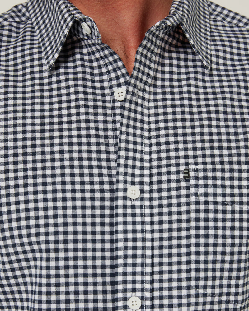 Load image into Gallery viewer, Pilbara Mens Long Sleeve Gingham Shirt - Navy/White
