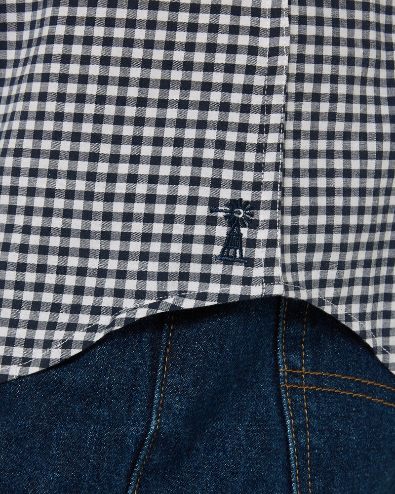 Load image into Gallery viewer, Pilbara Mens Long Sleeve Gingham Shirt - Navy/White
