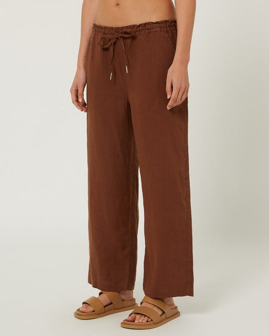 Pilbara Womens Evelyn Linen Pants - Cocoa Brown