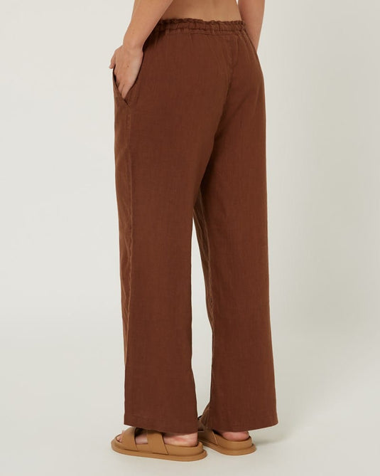 Pilbara Womens Evelyn Linen Pants - Cocoa Brown